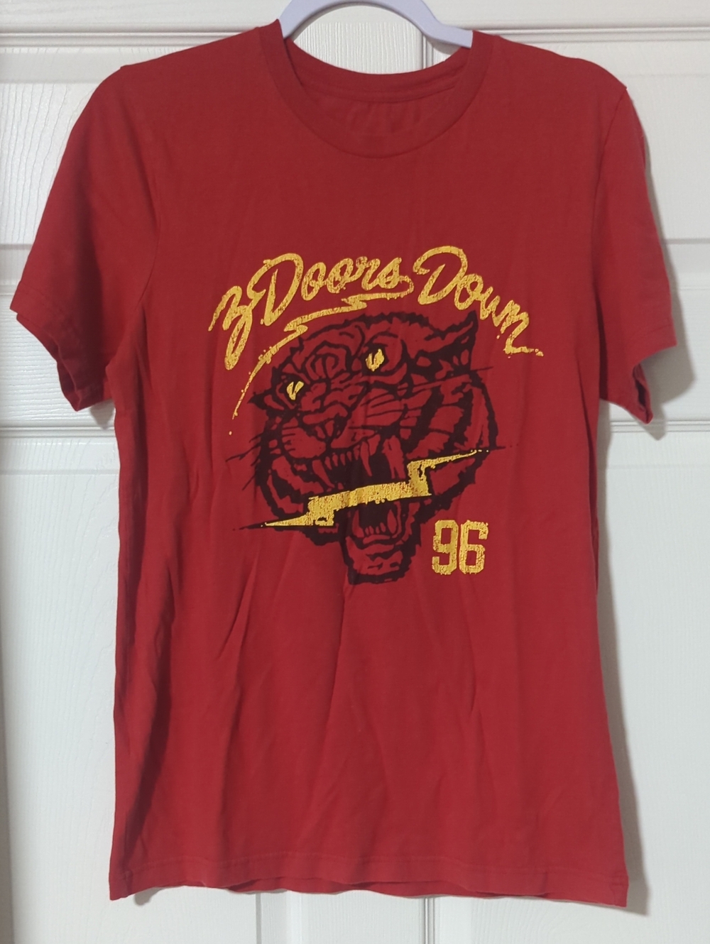 3 Doors Down Graphic Tee - Red with Gold Print